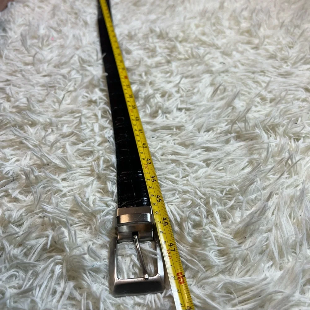 Brighton Leather Belt 42 Reversible Embossed Croc Print Black & Brown Classic